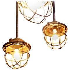 Vintage 1930s French Caged Industrial Lights