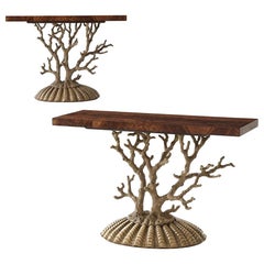 Pair of Italian Grotto Console Tables