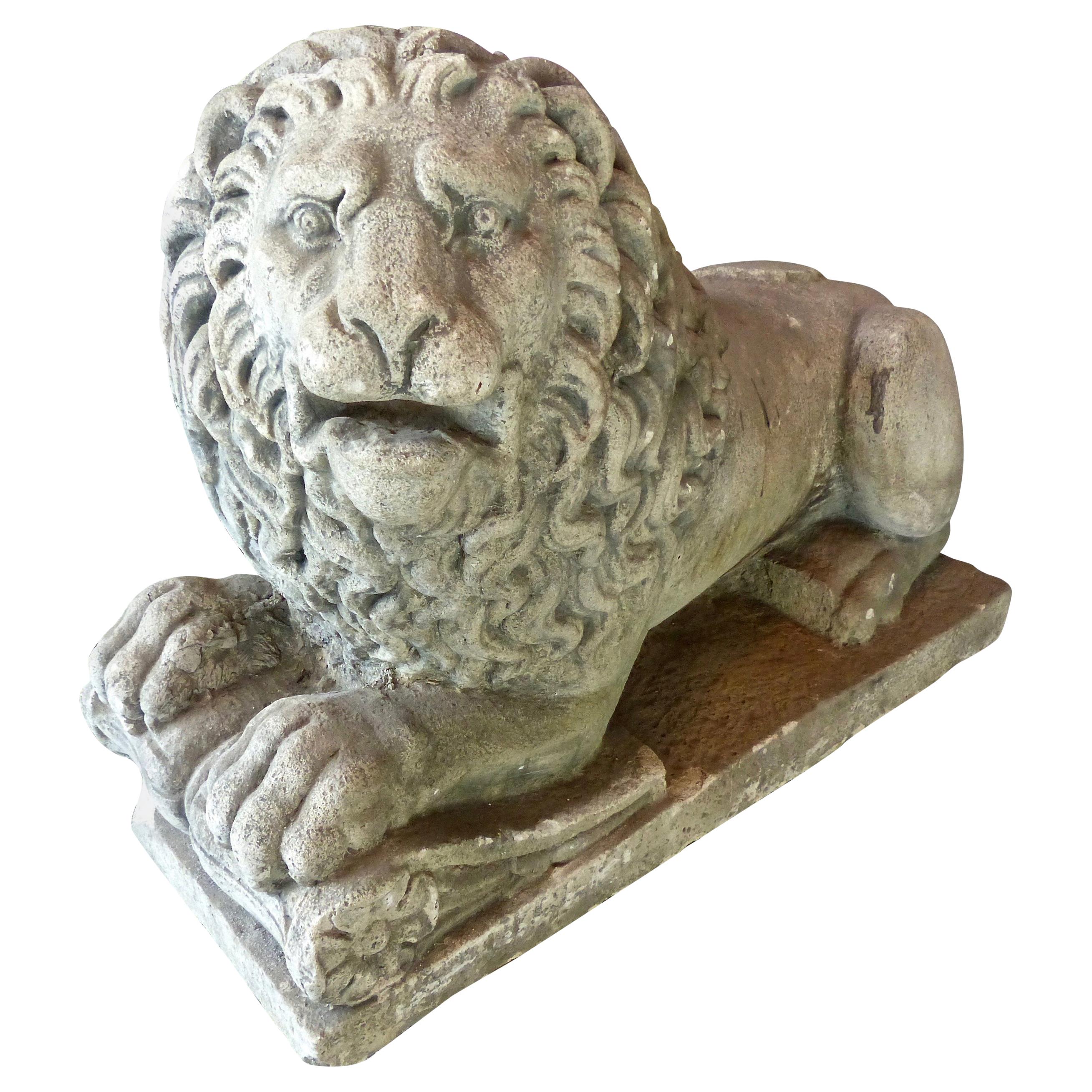 19th Century French Sculpted Limestone Lions