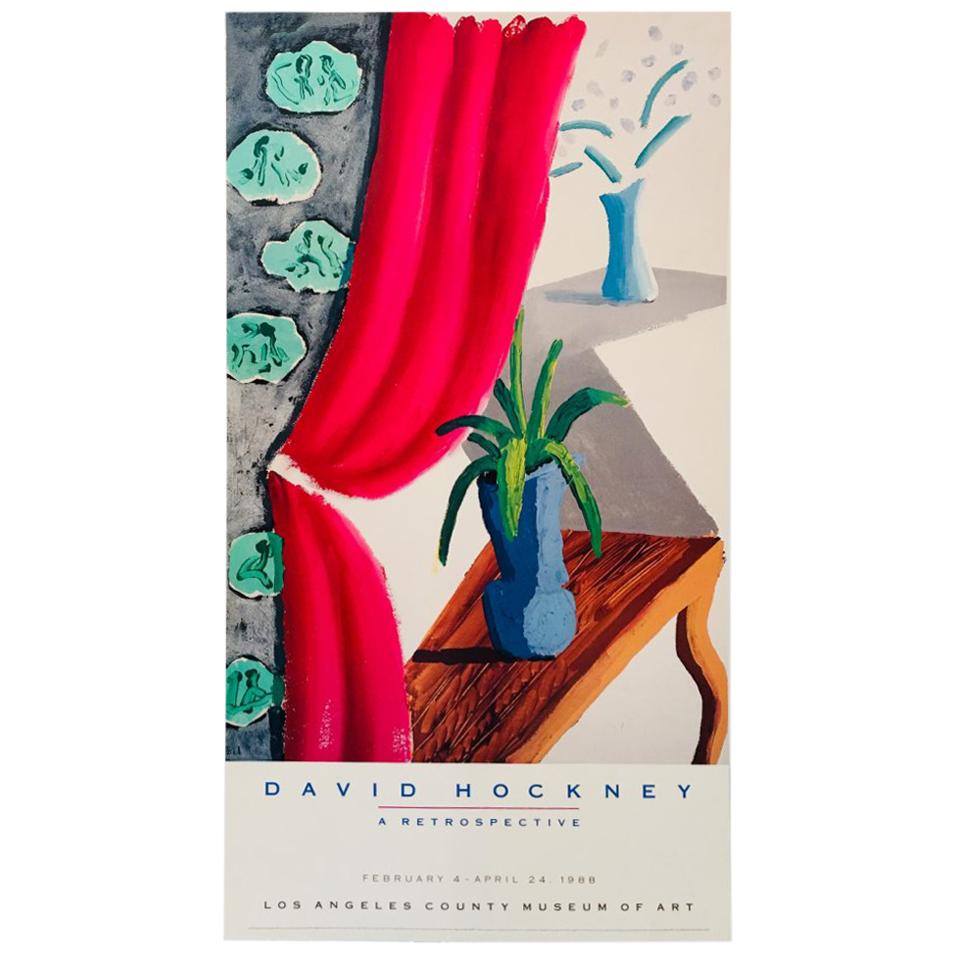 Original Vintage Art Poster 'Still Life with Magenta Curtain' David Hockney 1988