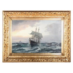 Danish Oil on Canvas Seascape Vilhelm Bille