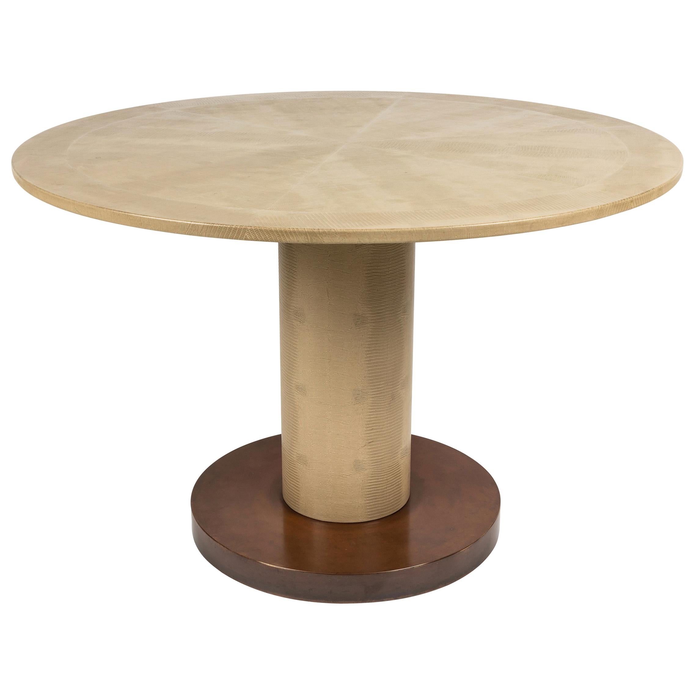 Embossed Leather and Brass Games Table