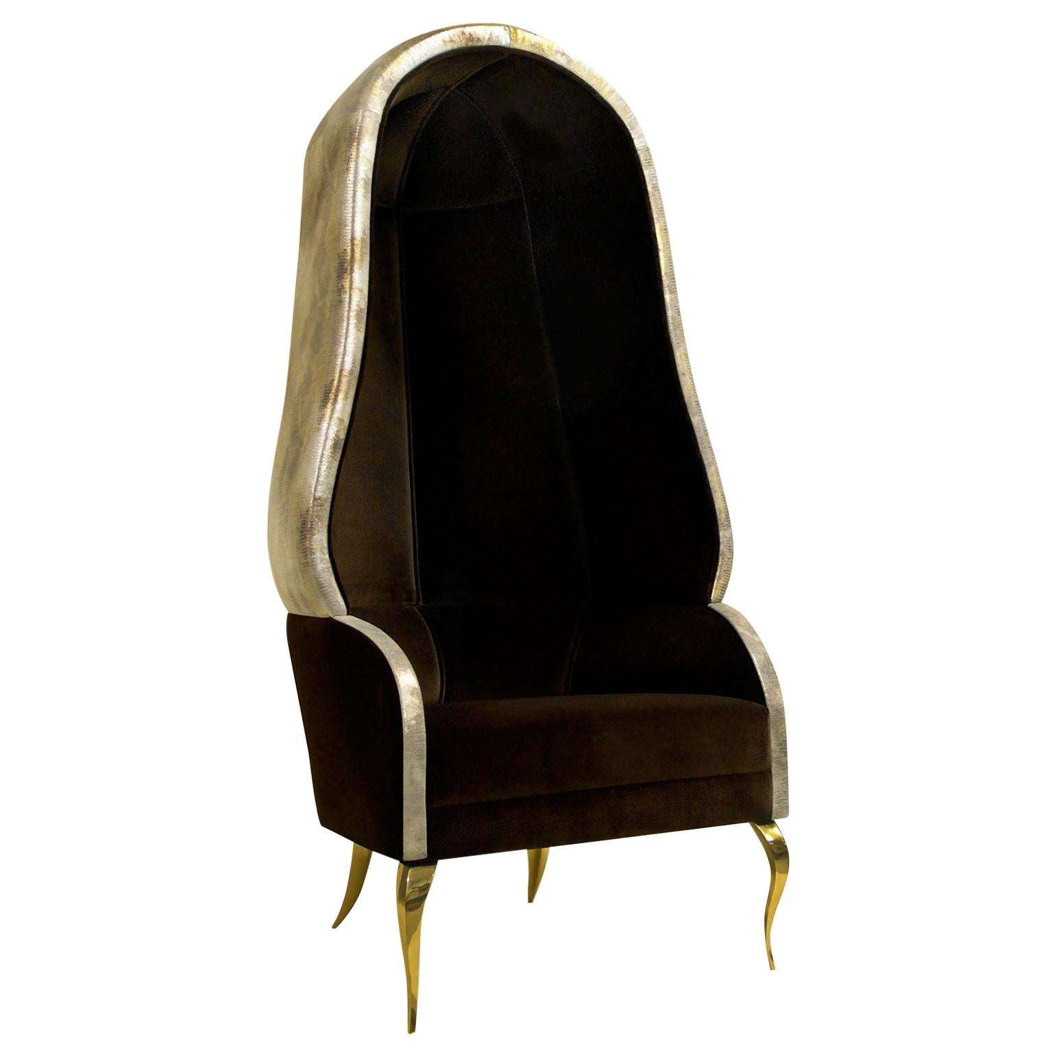 Drapesse Chair  in Velvet and Brass For Sale
