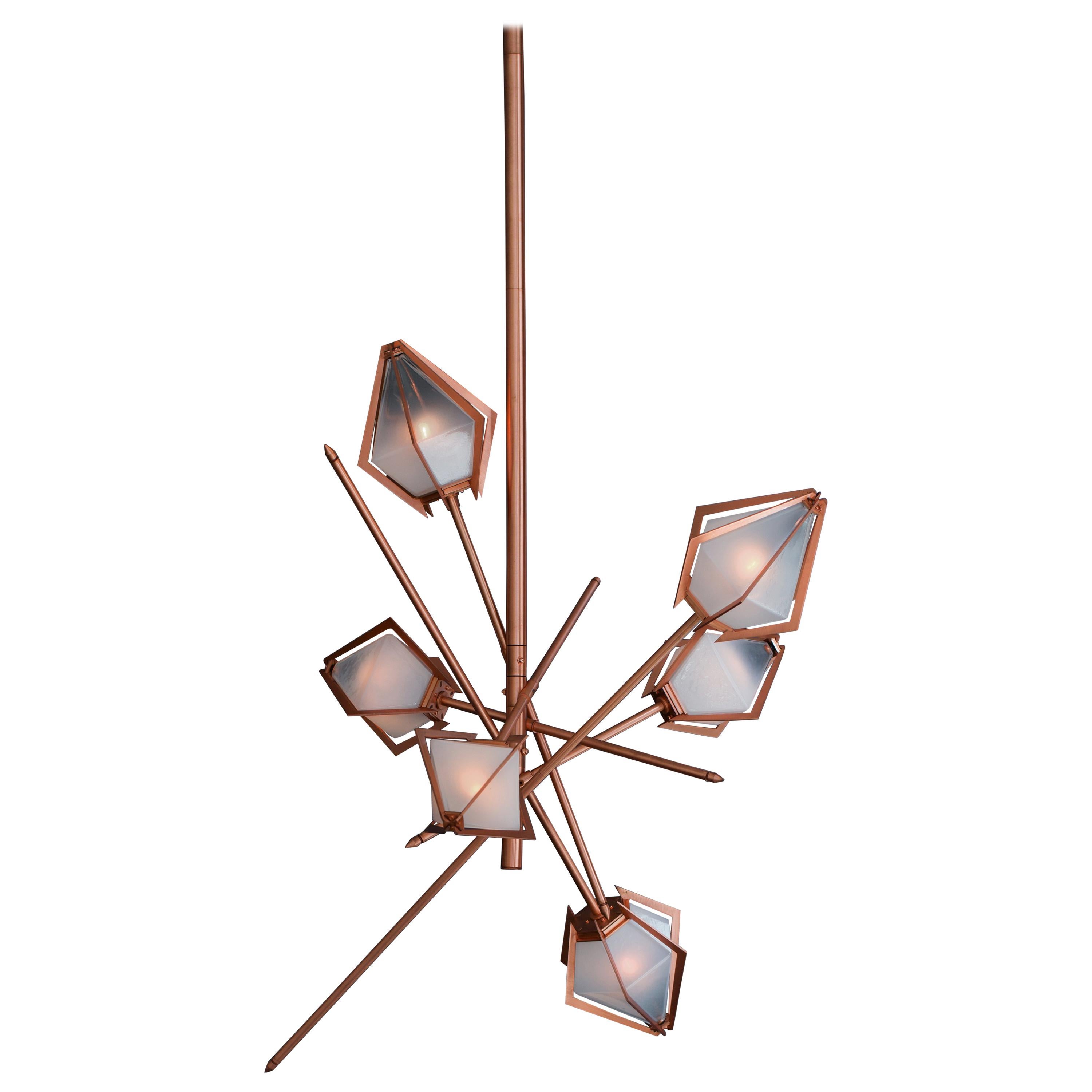Harlow Small Chandelier in Copper and Alabaster by Gabriel Scott