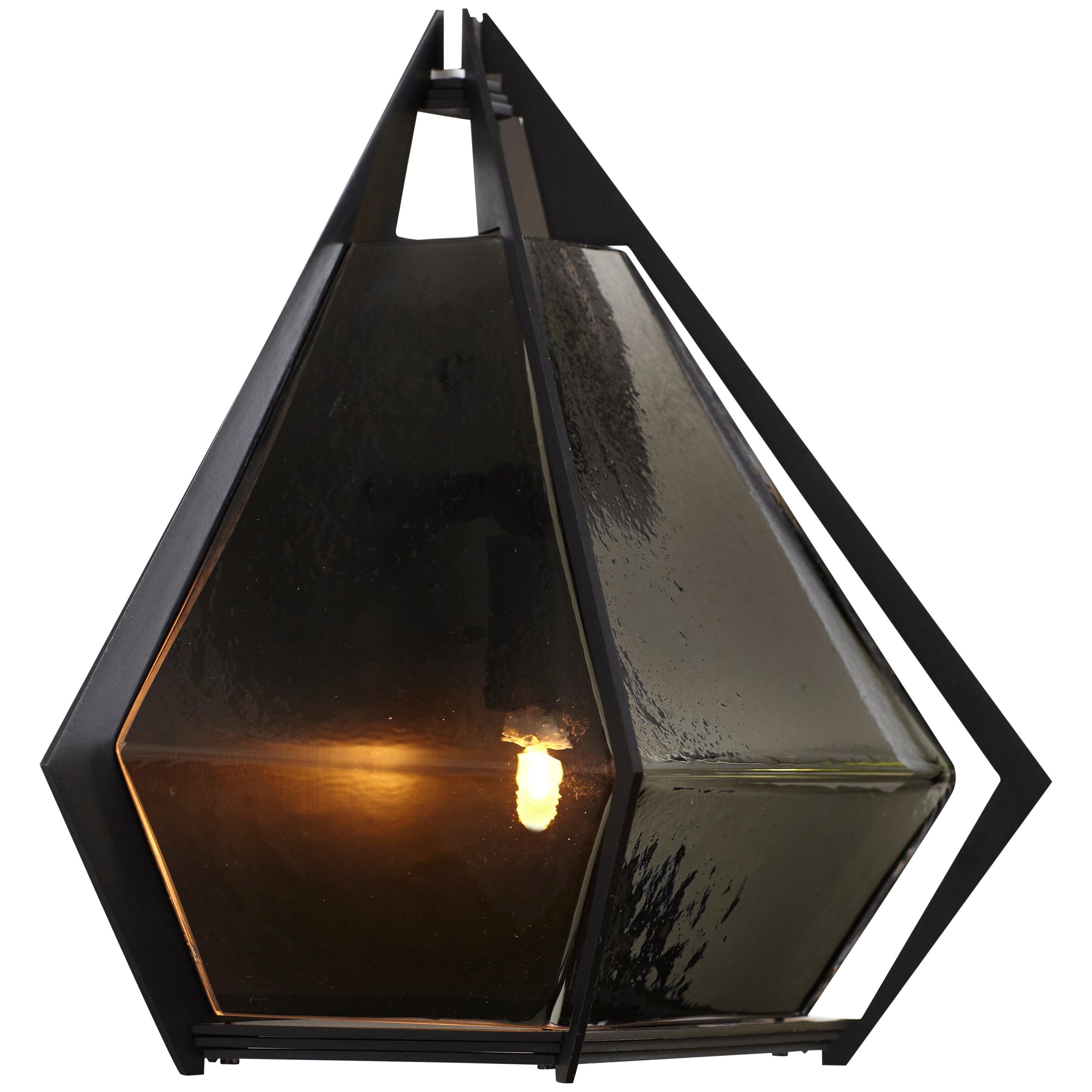 Harlow Wall Sconce in Black and Smoked Glass by Gabriel Scott