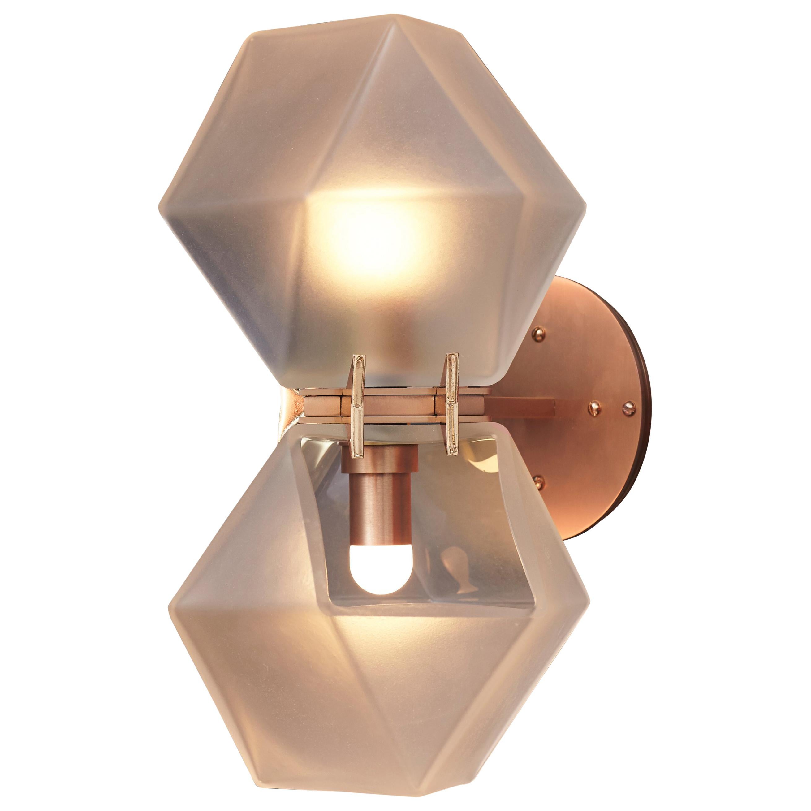 Welles Glass Double Wall Sconce in Copper & Alabaster by Gabriel Scott