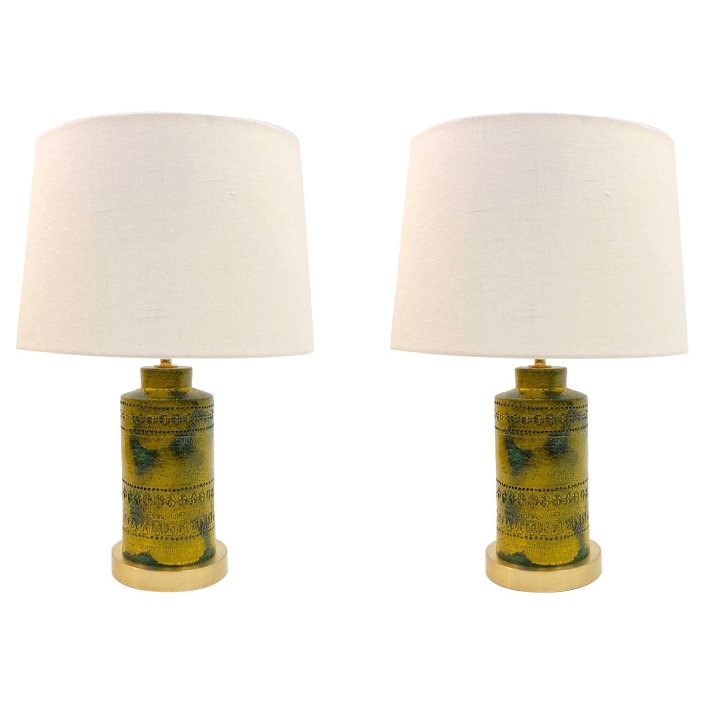 Pair of Italian Ceramic Table Lamps by Bitossi 
