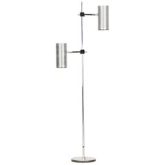 1960s Maria Pergay Twin Stainless Steel Shade Floor Lamp for Uginox–Ugine Gueugn
