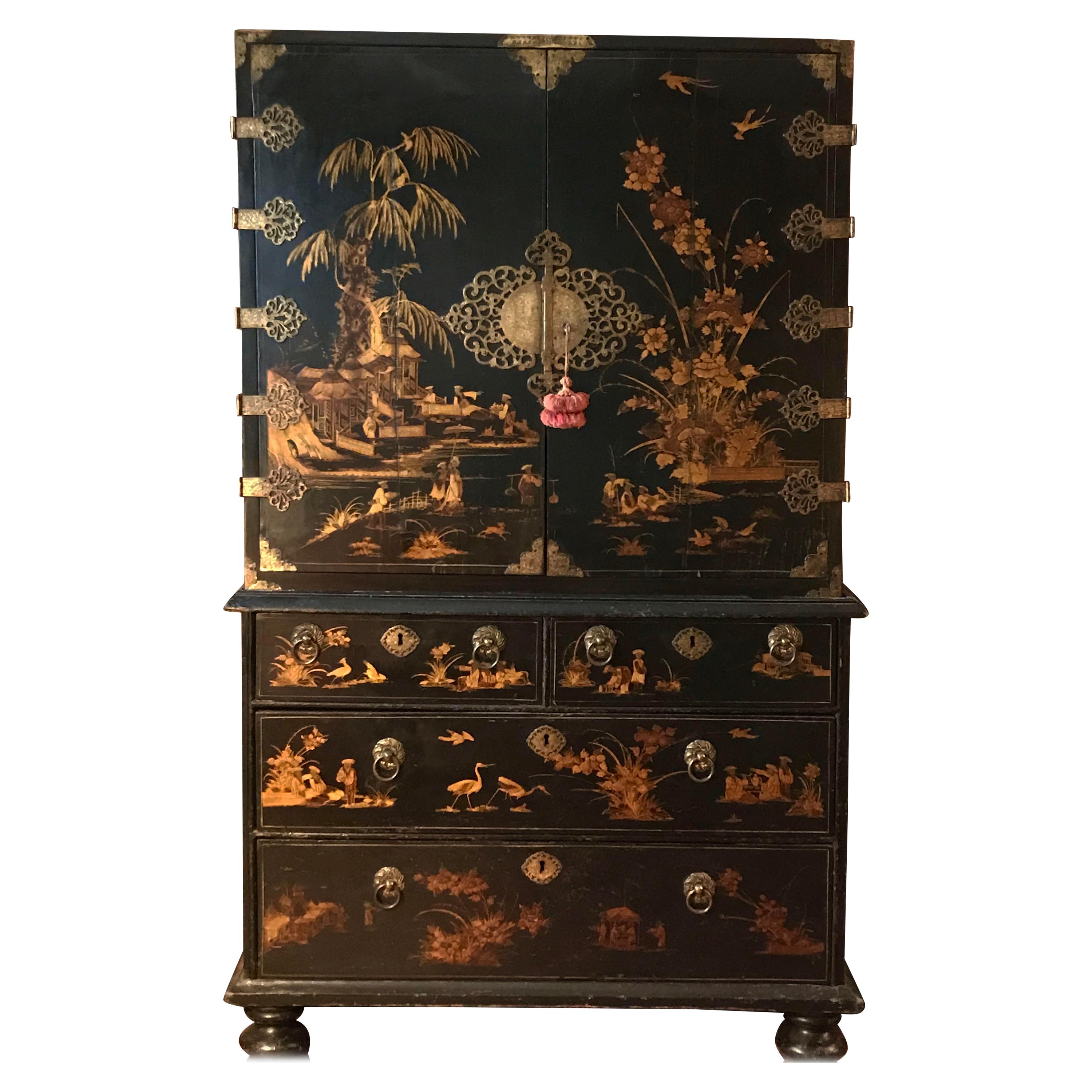 William & Mary period japanned/ lacquer cabinet - RESERVED