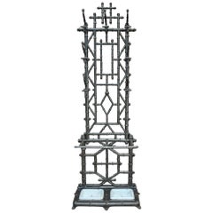 Art Nouveau Cast Iron Coat Stand & Umbrella Stand Bamboo Style, circa 1890