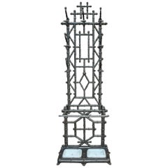 Art Nouveau Cast Iron Coat Stand & Umbrella Stand Bamboo Style, circa 1890