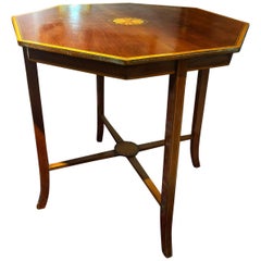 Antique 19th Century Victorian Mahogany Inlaid Octagonal Tea Table LAST PRICE