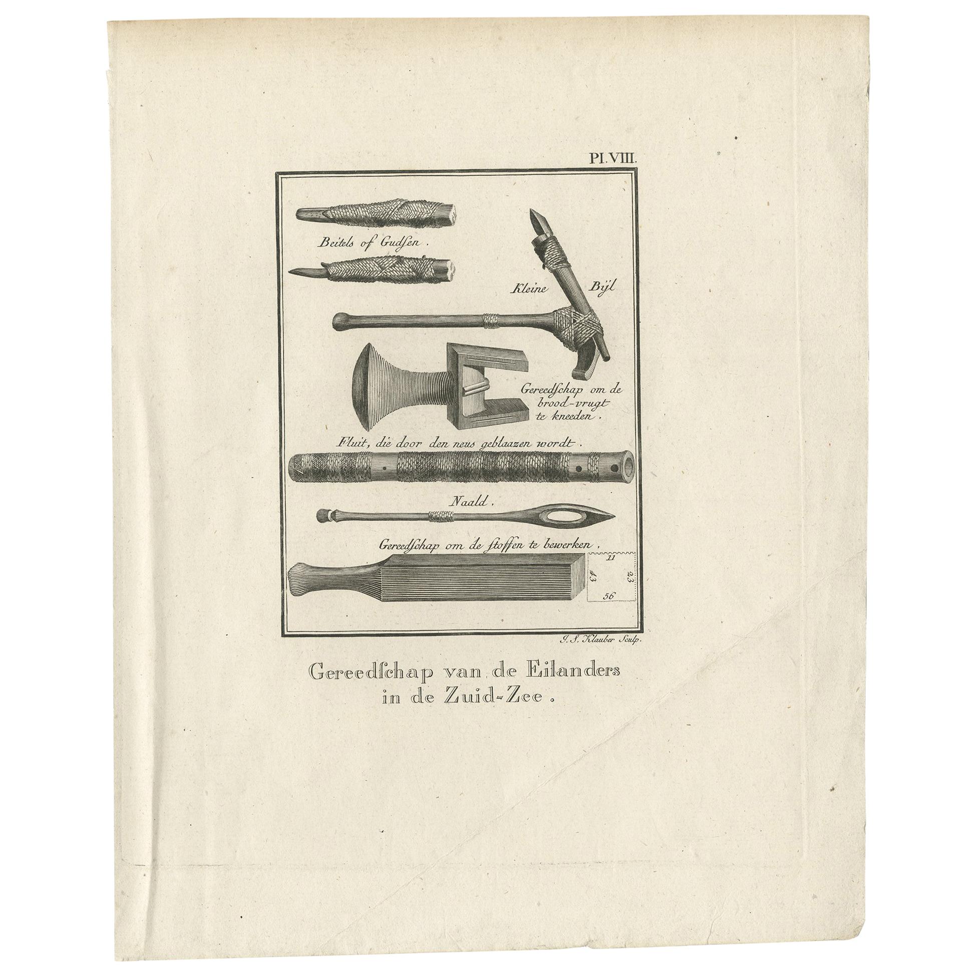 Impression ancienne représentant différents outils II par Cook, 1803