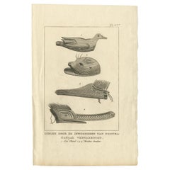 Antique Print Depicting Various Items Produced by Natives by Cook, 1803