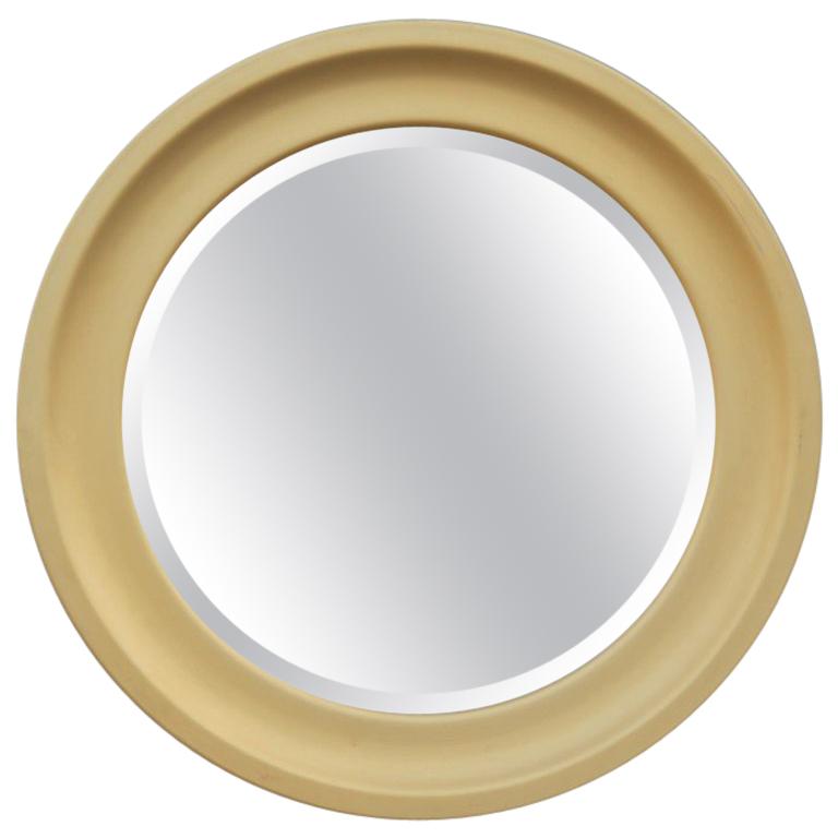 Sergio Mazza Round Mirror Golden Aluminum Italian Design 1960s Satin