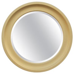 Sergio Mazza Round Mirror Golden Aluminum Italian Design 1960s Satin