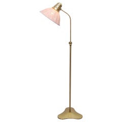 Vintage Swedish Brass Floor Lamp by Hans Bergström for ASEA, 1940s 