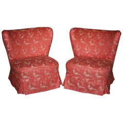 Retro Cocktail Chairs, New Upholstery, Set of 2, 1950s