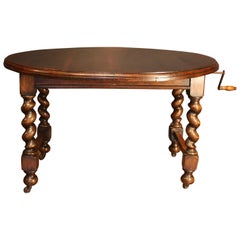 Antique Oval Extending Oak Table by Jas Shoolbred & Co., London