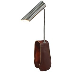 Vico Magistretti für Fontana Arte Lampe Verchromtes Messing und Leder