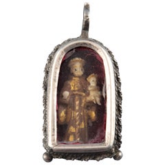 Devotional Pendant, Silver, Glass, Bone, 17th Century