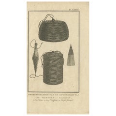Antique Print Depicting Tools of the Friendly Islands by Cook, 1803