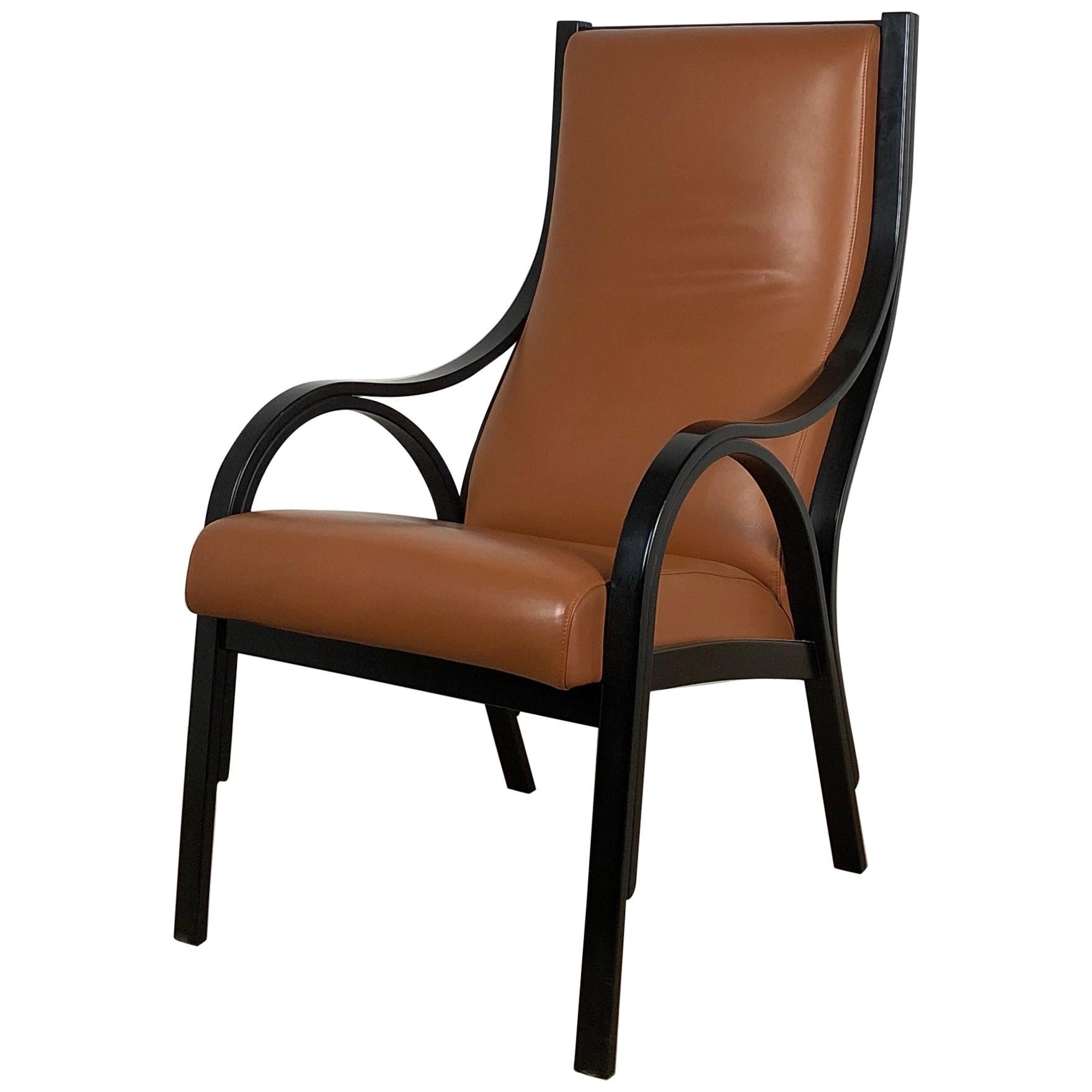 Italian for Poltrona Frau Cavour tobacco Leather black wood structure Armchair