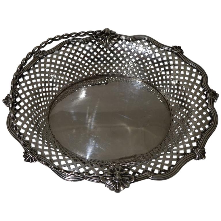 Mid-18th Century Antique George II Sterling Silver Cake Basket London 1751 Edwar For Sale