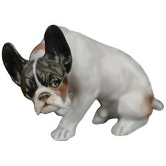 F.Diller signed Porcelain French Bulldog by Rosenthal Selb Bavaria, 1920s