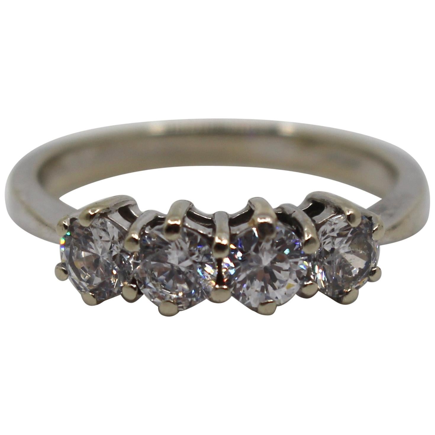 Four Stone Diamond Style Ring 9ct White Gold For Sale
