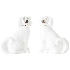 Pair of White English Staffordshire Spaniels