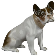 Antique 1920s French Bulldog Figurine Rosenthal Selb Bavaria Germany, Art Deco Porcelain