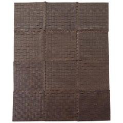 Woven Leather Strap Rug or Carpet