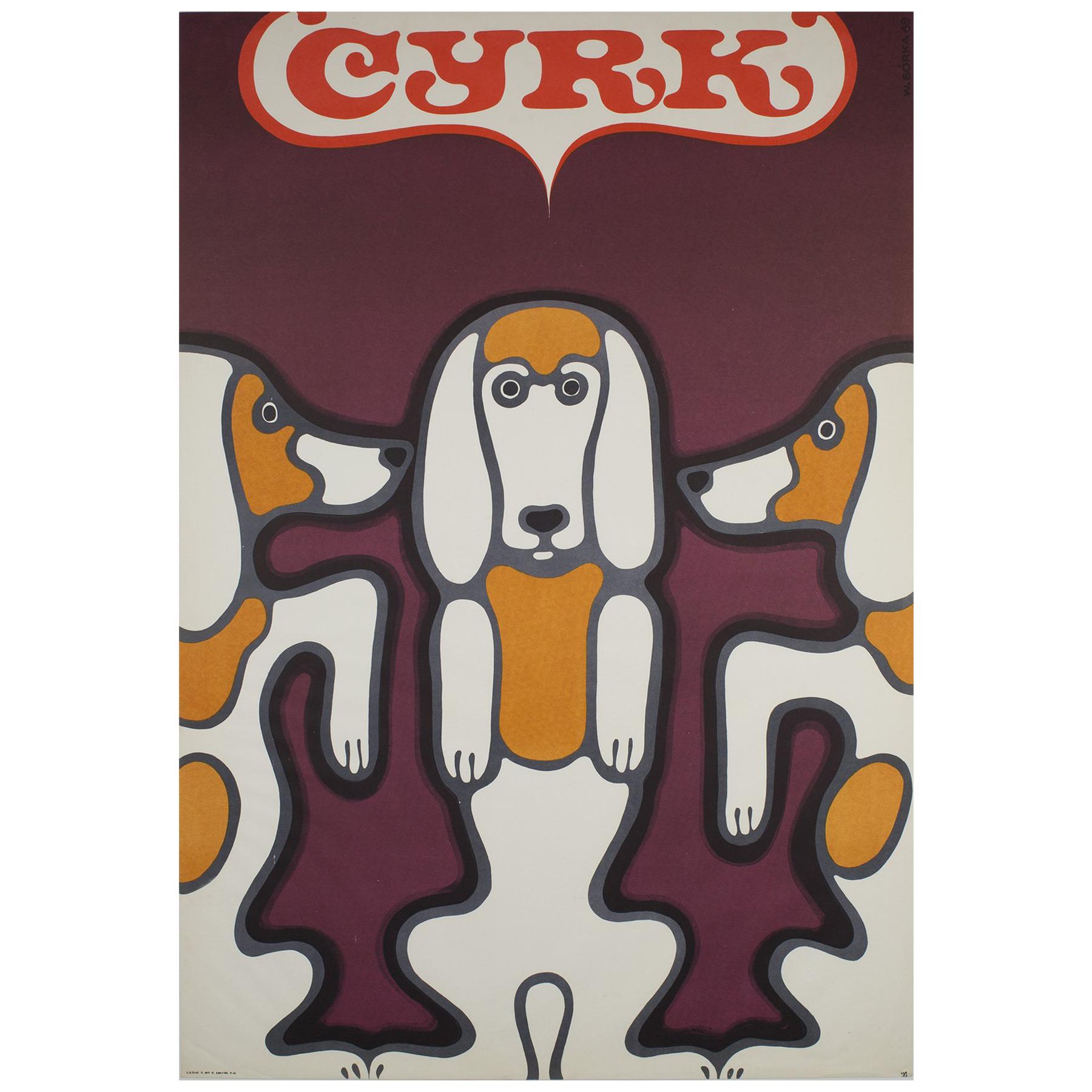Original 1969 Polish CYRK ‘Circus; Poster, Three Beagles by Gorka