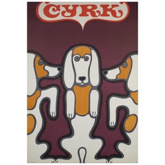 Affiche polonaise originale CYRK 1969 "Cirque", Trois Beagles par Gorka