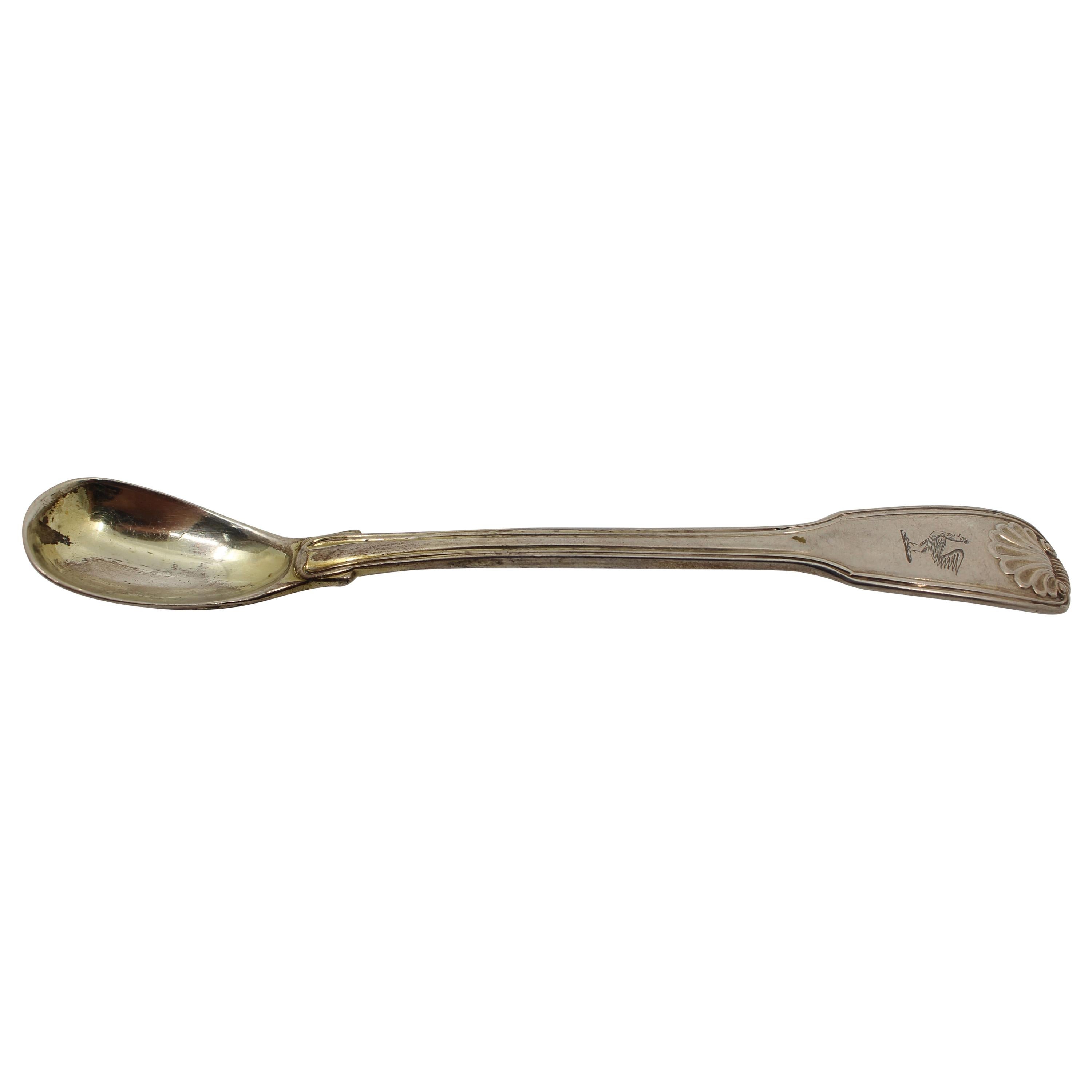 Solid Silver Crested Mustard Spoon by William Chawner London 1824 For Sale
