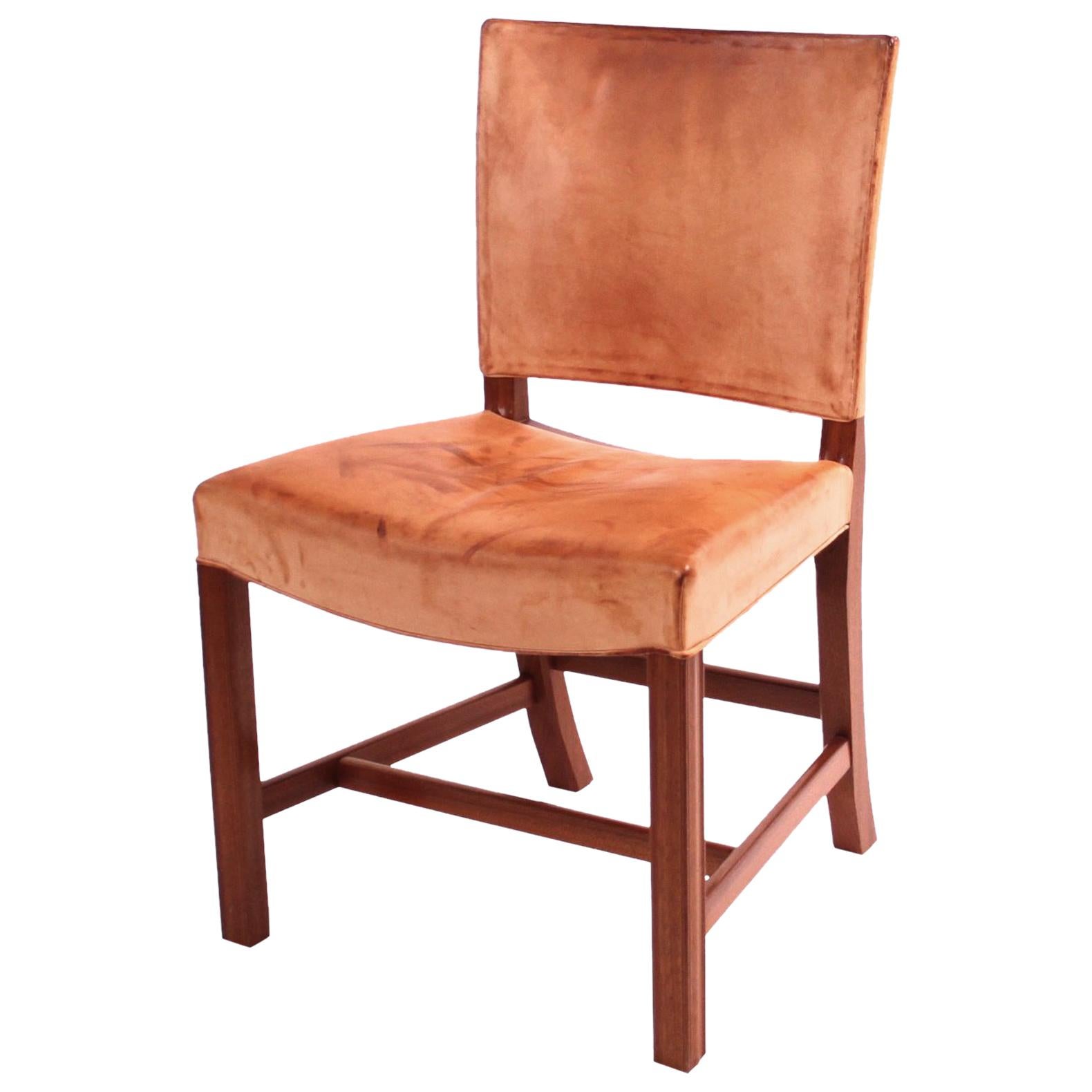 Kaare Klint “Red Chair” in Patinated Natural Leather with Piping