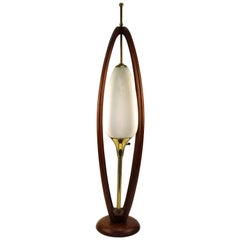 Mid-Century Modern Teak Table Lamp In Style of Modeline