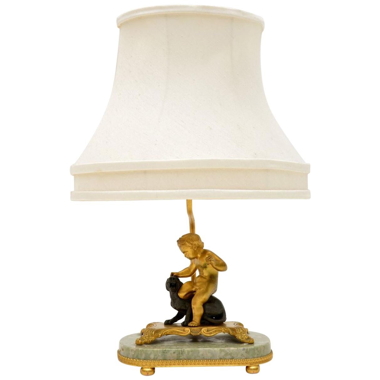  Antique French Gilt Bronze Table Lamp