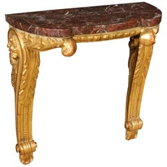 20th Century Lacquered and Gilt Wood with Marble Top Italian Console, 1920