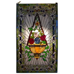 Grand panneau de vitrail Art Nouveau pour une fenêtre ou une porte