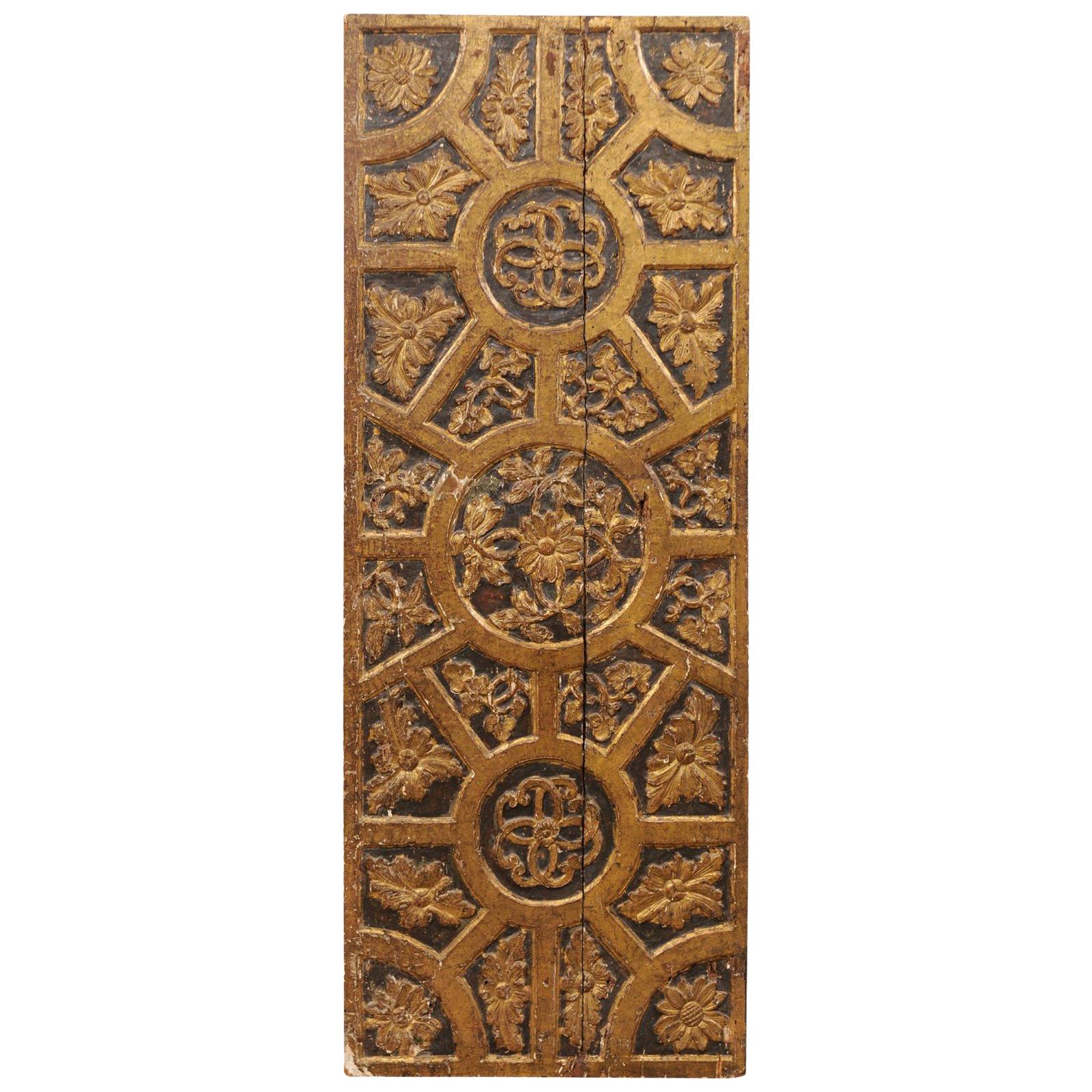 18th Century Italian Gilt and Carved Wood Panel