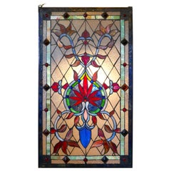 Large Art Nouveau Stained Glass Panel for a Window or Door