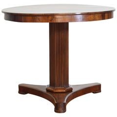 Italian Late Empire Period Walnut Centre Table with Fluted Standard