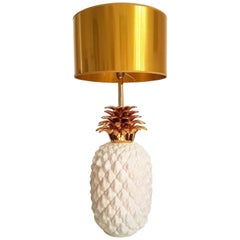 Vintage Large Mid-Century Modern Ceramic Pineapple Lamp, by Maison Lancel