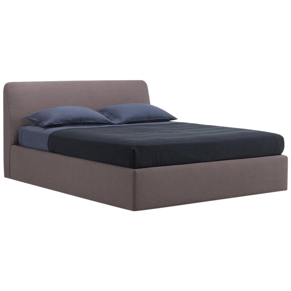 'MONFORTE' Minimal Style King-Size Bed with Upholstered Headboard and Bed Frame For Sale