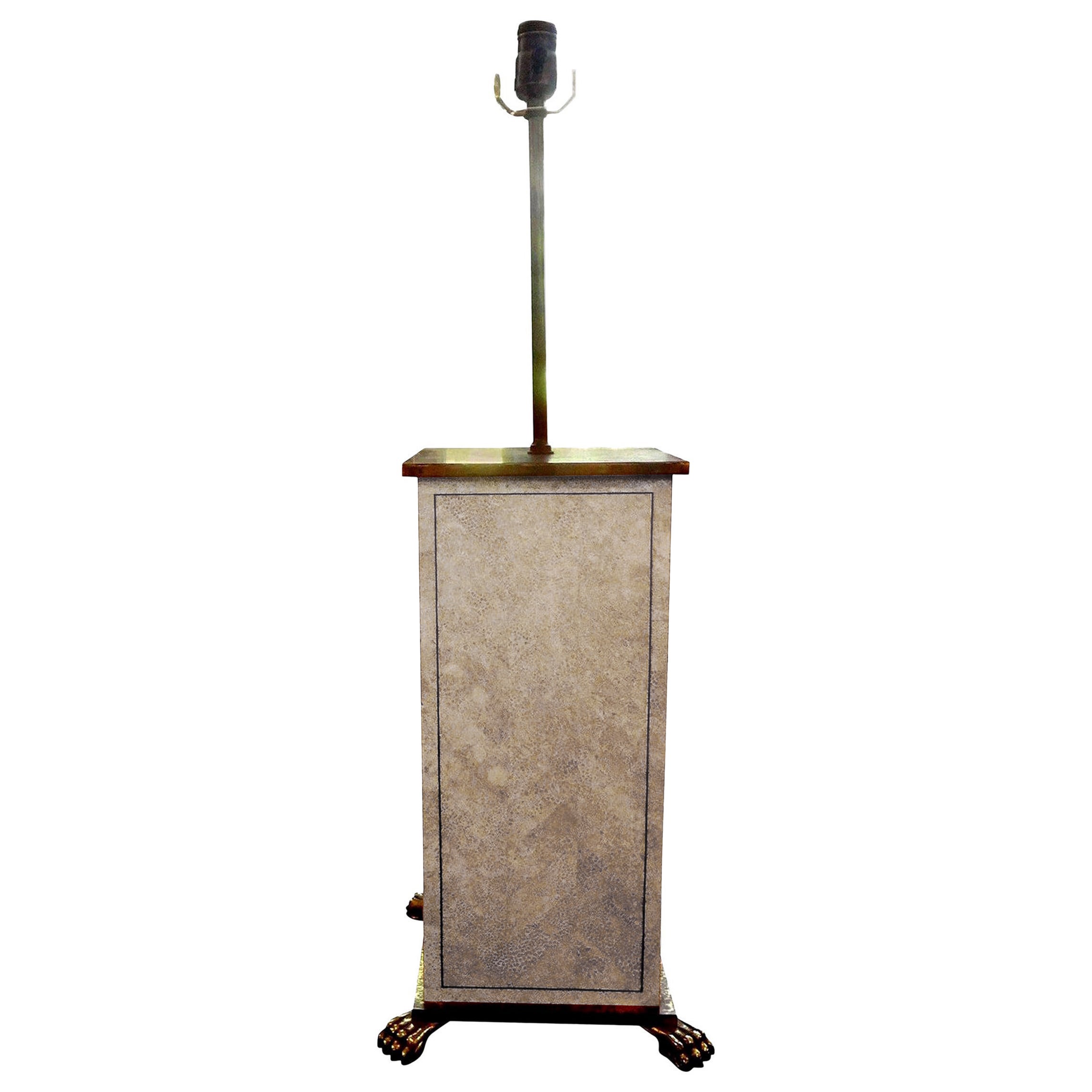 French Maison Baguès Style Bronze and Marble Lamp with Paw Feet For Sale