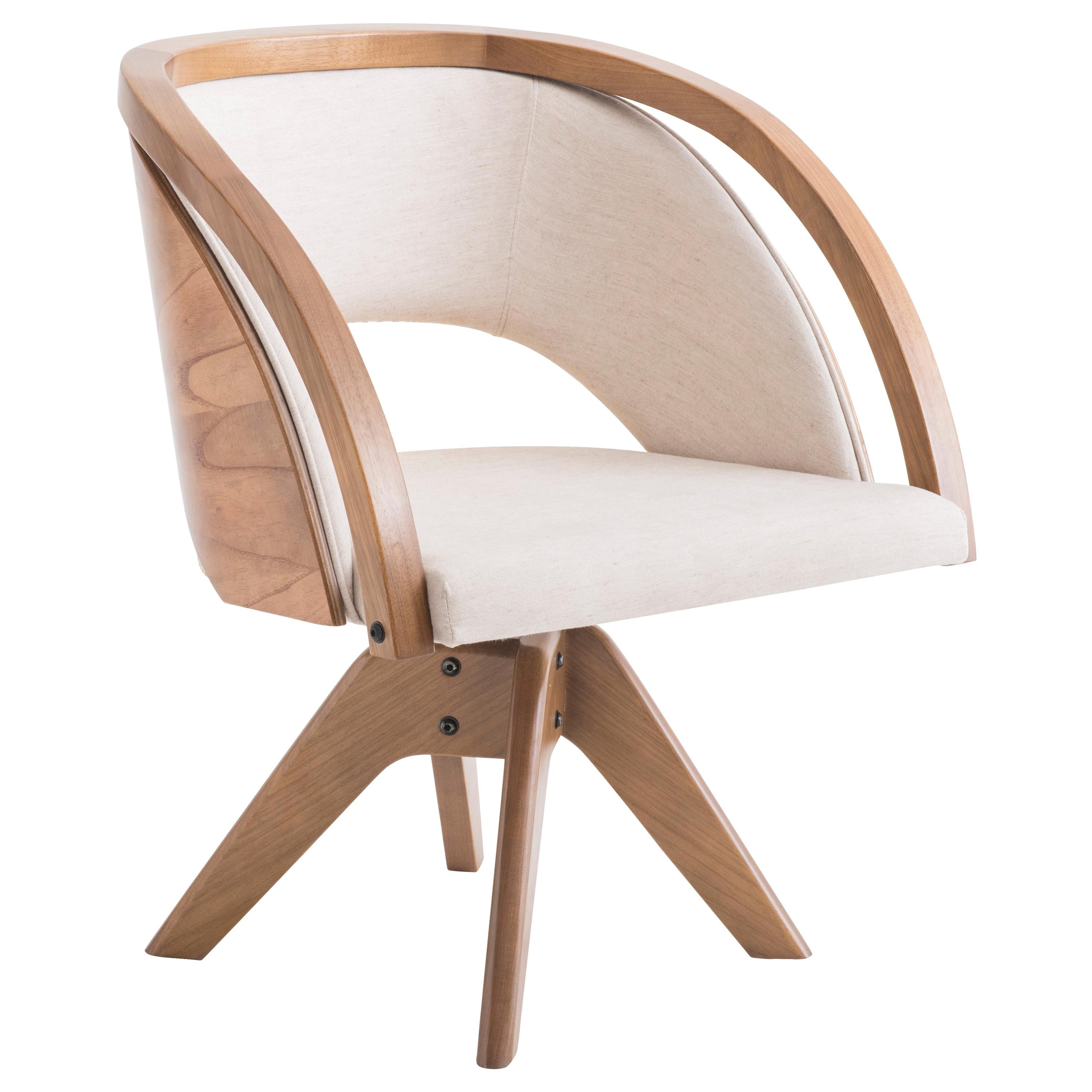 Flor Armchair, Contemporary Style, Rotating Wooden Brazilian Feet For Sale