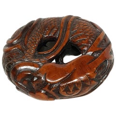 Edo Period Japanese Coiled Dragon Netsuke, 1820s