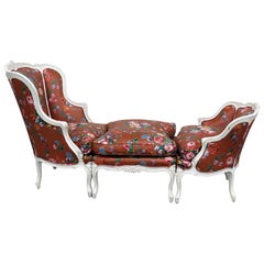 Painted Louis XV Style 3-Piece Duchess Brisee Chaise Daybed C1930s